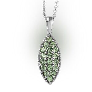 Swarovski Peridot Crystal Fern shaped necklace rhodium and steel magnetic clasp